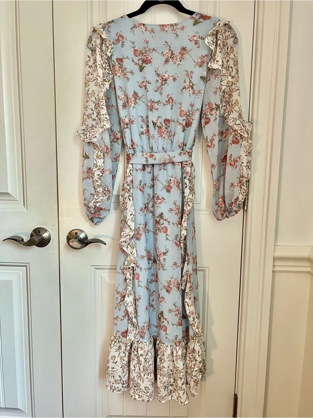 Anthropologie By the River Light Blue Floral Midi Dress size small - Picture 4 of 5